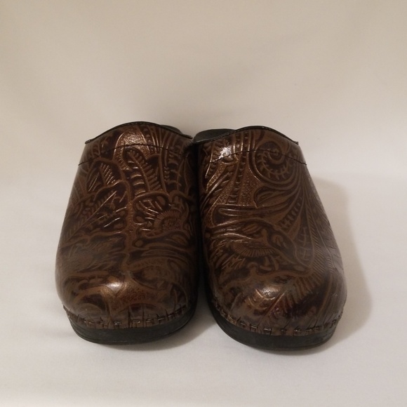 dansko brown floral tooled